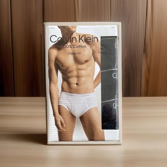 Calvin Klein Men’s Briefs 2XL XXL Black Classic Fit 3 Pack 100% Cotton Underwear - Picture 1 of 15